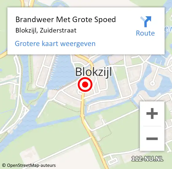 Locatie op kaart van de 112 melding: Brandweer Met Grote Spoed Naar Blokzijl, Zuiderstraat op 5 september 2018 16:48