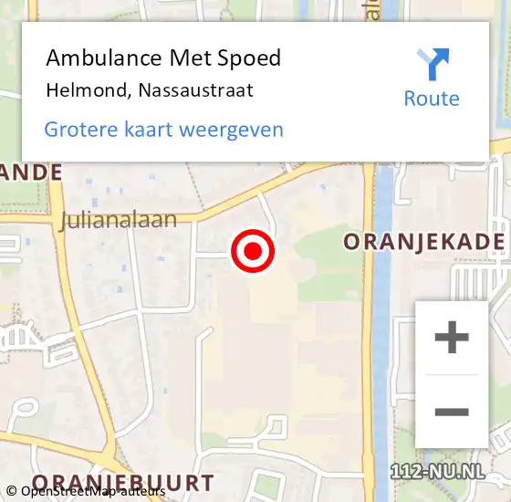 Locatie op kaart van de 112 melding: Ambulance Met Spoed Naar Helmond, Nassaustraat op 5 september 2018 16:58