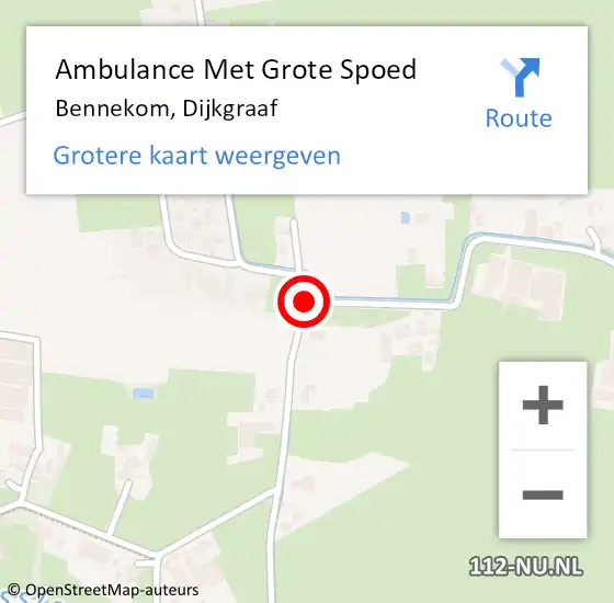 Locatie op kaart van de 112 melding: Ambulance Met Grote Spoed Naar Bennekom, Dijkgraaf op 5 september 2018 18:17