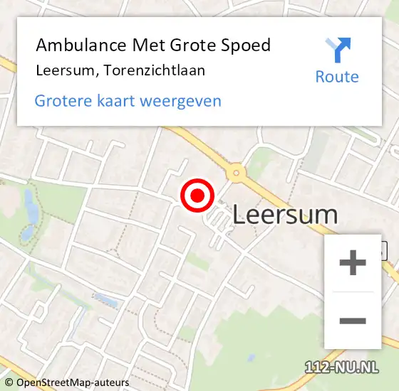 Locatie op kaart van de 112 melding: Ambulance Met Grote Spoed Naar Leersum, Torenzichtlaan op 5 september 2018 21:26