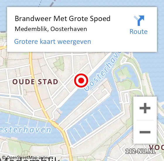 Locatie op kaart van de 112 melding: Brandweer Met Grote Spoed Naar Medemblik, Oosterhaven op 5 september 2018 22:12