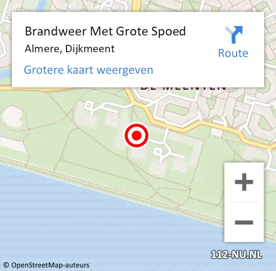 Locatie op kaart van de 112 melding: Brandweer Met Grote Spoed Naar Almere, Dijkmeent op 5 september 2018 23:25