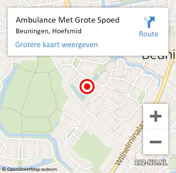Locatie op kaart van de 112 melding: Ambulance Met Grote Spoed Naar Beuningen, Hoefsmid op 6 september 2018 04:28