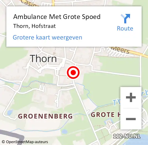 Locatie op kaart van de 112 melding: Ambulance Met Grote Spoed Naar Thorn, Hofstraat op 6 september 2018 08:24