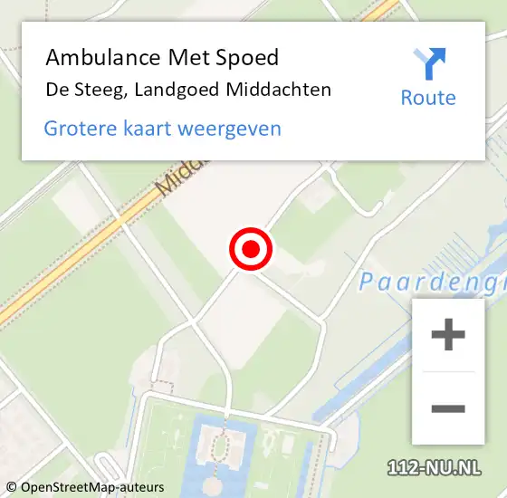 Locatie op kaart van de 112 melding: Ambulance Met Spoed Naar De Steeg, Landgoed Middachten op 6 september 2018 11:42