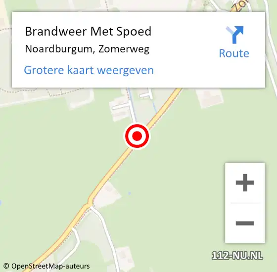 Locatie op kaart van de 112 melding: Brandweer Met Spoed Naar Noardburgum, Zomerweg op 6 september 2018 16:40