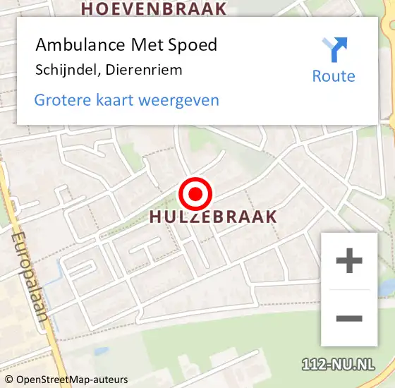 Locatie op kaart van de 112 melding: Ambulance Met Spoed Naar Schijndel, Dierenriem op 6 september 2018 16:51