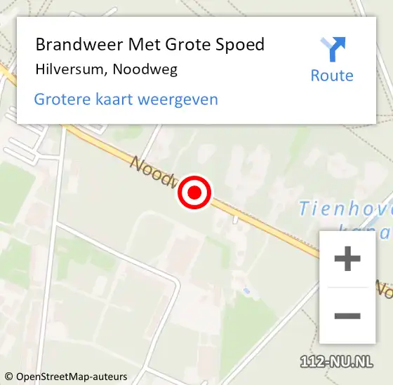 Locatie op kaart van de 112 melding: Brandweer Met Grote Spoed Naar Hilversum, Noodweg op 6 september 2018 18:50