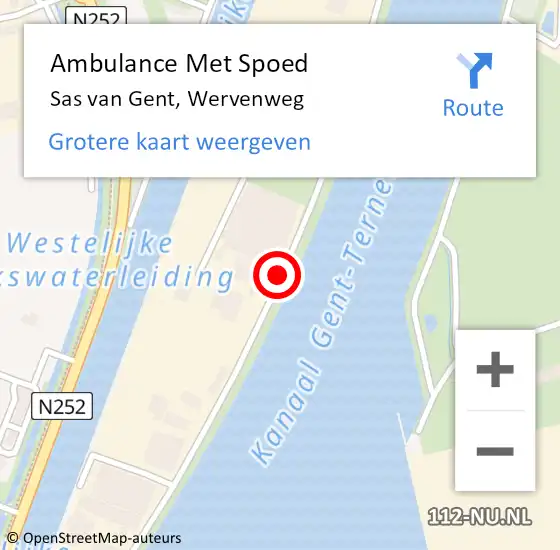 Locatie op kaart van de 112 melding: Ambulance Met Spoed Naar Sas van Gent, Wervenweg op 6 september 2018 20:08
