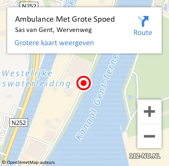 Locatie op kaart van de 112 melding: Ambulance Met Grote Spoed Naar Sas van Gent, Wervenweg op 6 september 2018 20:11