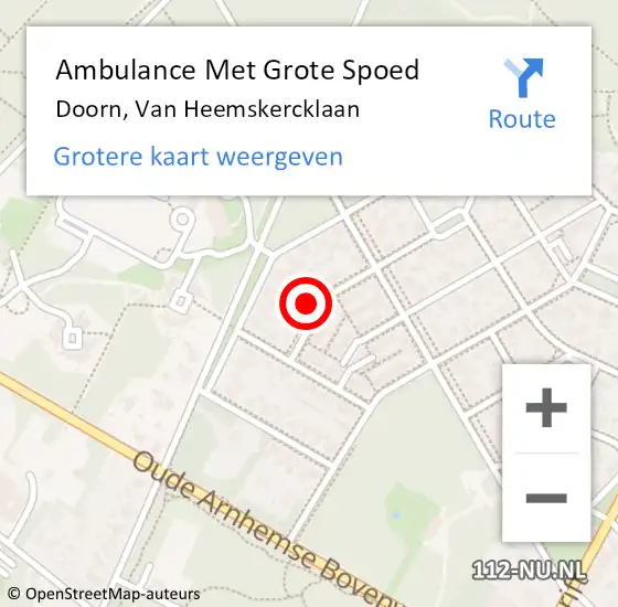 Locatie op kaart van de 112 melding: Ambulance Met Grote Spoed Naar Doorn, Van Heemskercklaan op 6 september 2018 20:23