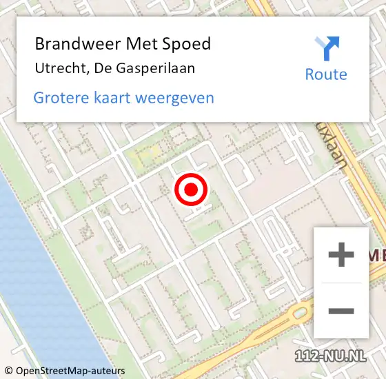Locatie op kaart van de 112 melding: Brandweer Met Spoed Naar Utrecht, De Gasperilaan op 6 september 2018 22:32