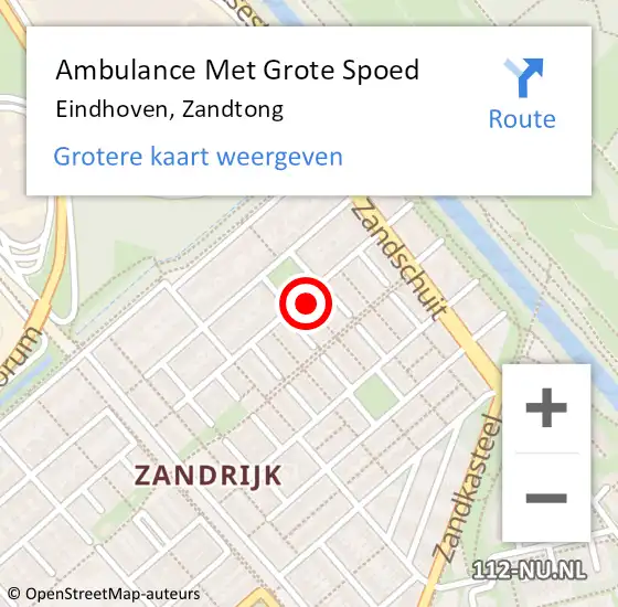 Locatie op kaart van de 112 melding: Ambulance Met Grote Spoed Naar Eindhoven, Zandtong op 7 september 2018 06:15