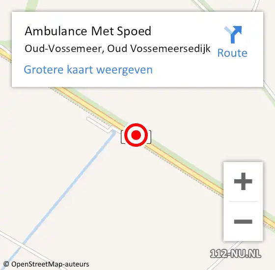 Locatie op kaart van de 112 melding: Ambulance Met Spoed Naar Oud-Vossemeer, Oud Vossemeersedijk op 7 september 2018 08:03
