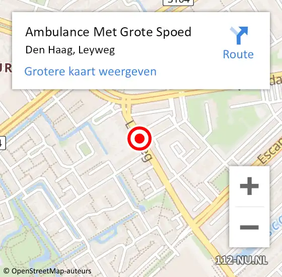 Locatie op kaart van de 112 melding: Ambulance Met Grote Spoed Naar Den Haag, Leyweg op 7 september 2018 08:56