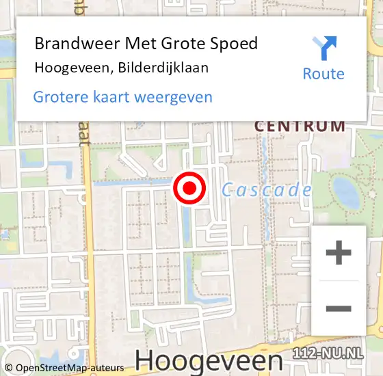 Locatie op kaart van de 112 melding: Brandweer Met Grote Spoed Naar Hoogeveen, Bilderdijklaan op 7 september 2018 09:44