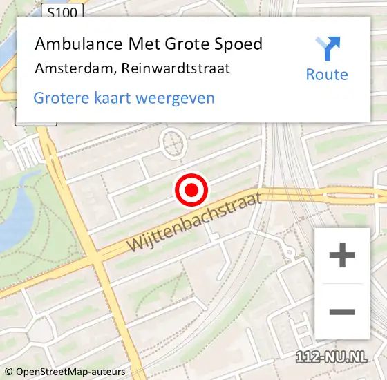 Locatie op kaart van de 112 melding: Ambulance Met Grote Spoed Naar Amsterdam, Reinwardtstraat op 7 september 2018 12:09