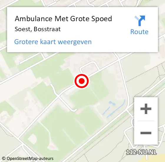 Locatie op kaart van de 112 melding: Ambulance Met Grote Spoed Naar Soest, Bosstraat op 7 september 2018 19:55