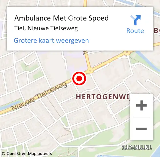 Locatie op kaart van de 112 melding: Ambulance Met Grote Spoed Naar Tiel, Nieuwe Tielseweg op 7 september 2018 21:01