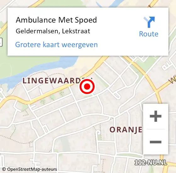 Locatie op kaart van de 112 melding: Ambulance Met Spoed Naar Geldermalsen, Lekstraat op 7 september 2018 21:10