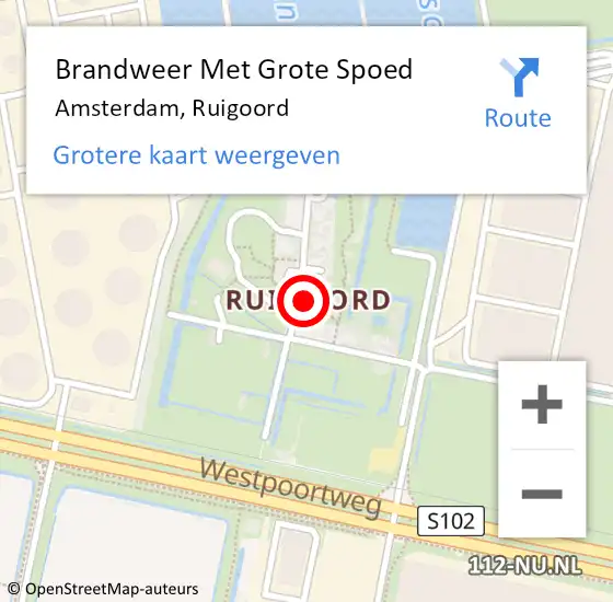 Locatie op kaart van de 112 melding: Brandweer Met Grote Spoed Naar Amsterdam, Ruigoord op 7 september 2018 22:06