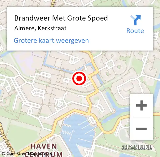 Locatie op kaart van de 112 melding: Brandweer Met Grote Spoed Naar Almere, Kerkstraat op 7 september 2018 22:36