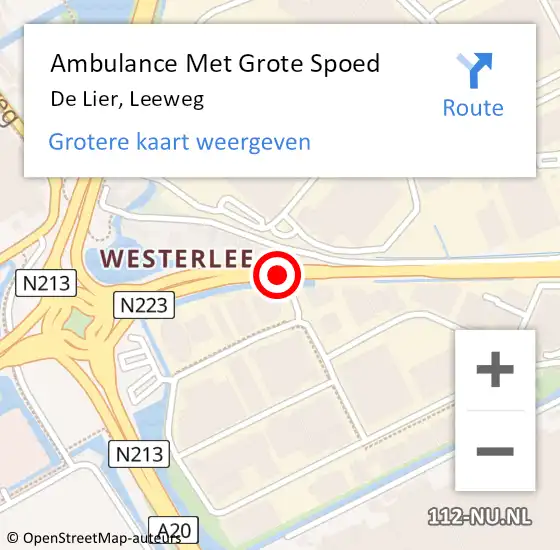 Locatie op kaart van de 112 melding: Ambulance Met Grote Spoed Naar De Lier, Leeweg op 7 september 2018 23:43