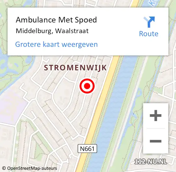 Locatie op kaart van de 112 melding: Ambulance Met Spoed Naar Middelburg, Waalstraat op 8 september 2018 01:16
