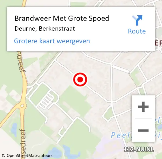 Locatie op kaart van de 112 melding: Brandweer Met Grote Spoed Naar Deurne, Berkenstraat op 8 september 2018 04:33