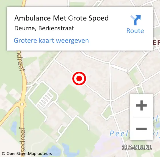 Locatie op kaart van de 112 melding: Ambulance Met Grote Spoed Naar Deurne, Berkenstraat op 8 september 2018 04:42
