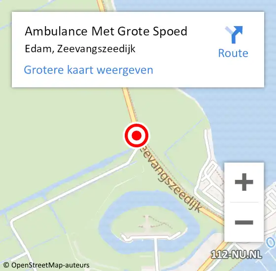 Locatie op kaart van de 112 melding: Ambulance Met Grote Spoed Naar Edam, Zeevangszeedijk op 8 september 2018 08:07