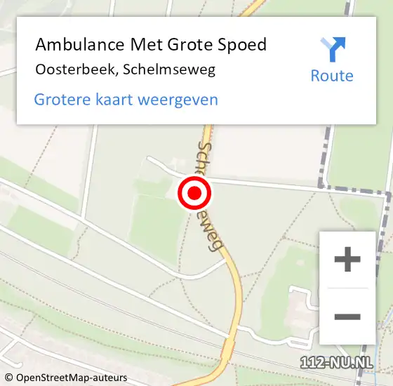 Locatie op kaart van de 112 melding: Ambulance Met Grote Spoed Naar Oosterbeek, Schelmseweg op 8 september 2018 08:44