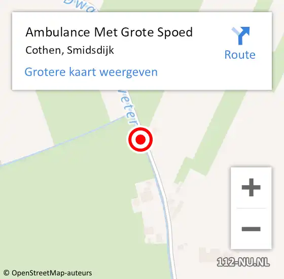 Locatie op kaart van de 112 melding: Ambulance Met Grote Spoed Naar Cothen, Smidsdijk op 8 september 2018 09:54