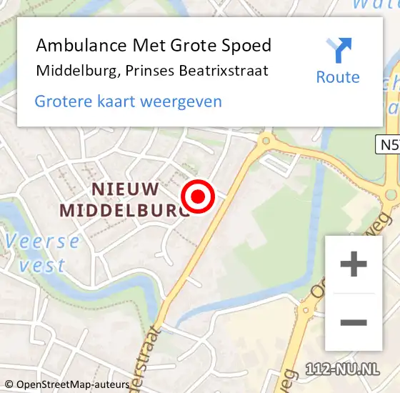 Locatie op kaart van de 112 melding: Ambulance Met Grote Spoed Naar Middelburg, Prinses Beatrixstraat op 8 september 2018 13:30