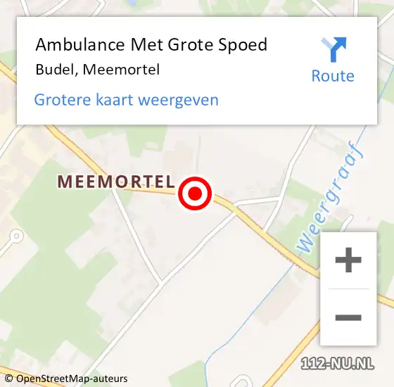 Locatie op kaart van de 112 melding: Ambulance Met Grote Spoed Naar Budel, Meemortel op 8 september 2018 16:06
