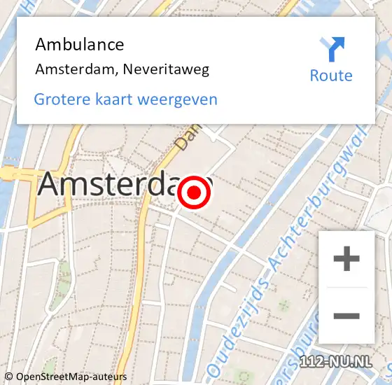 Locatie op kaart van de 112 melding: Ambulance Amsterdam, Neveritaweg op 8 september 2018 16:57