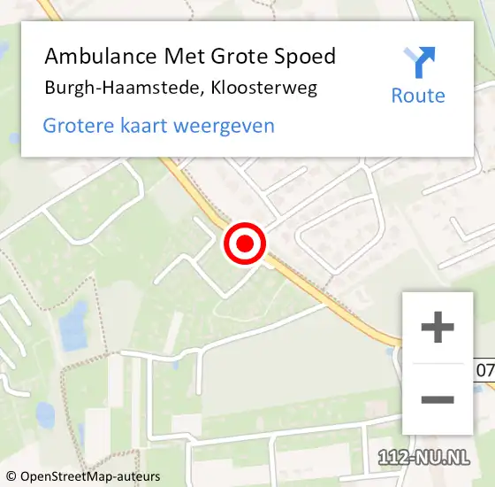 Locatie op kaart van de 112 melding: Ambulance Met Grote Spoed Naar Burgh-Haamstede, Kloosterweg op 8 september 2018 17:38