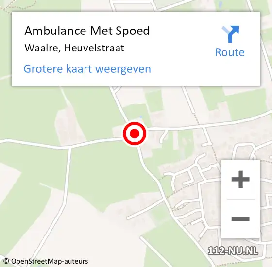 Locatie op kaart van de 112 melding: Ambulance Met Spoed Naar Waalre, Heuvelstraat op 8 september 2018 20:48