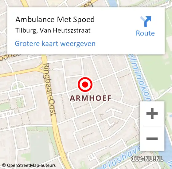 Locatie op kaart van de 112 melding: Ambulance Met Spoed Naar Tilburg, Van Heutszstraat op 8 september 2018 20:57