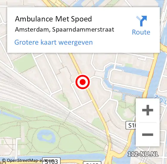 Locatie op kaart van de 112 melding: Ambulance Met Spoed Naar Amsterdam, Spaarndammerstraat op 9 september 2018 00:19