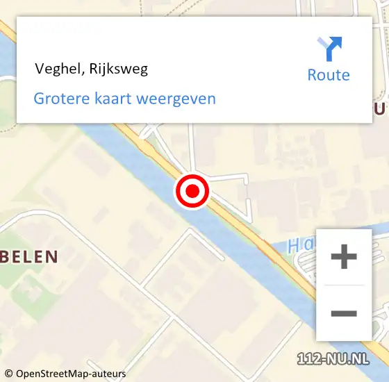 Locatie op kaart van de 112 melding:  Veghel, Rijksweg op 9 september 2018 08:21