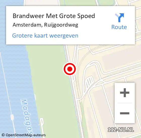 Locatie op kaart van de 112 melding: Brandweer Met Grote Spoed Naar Amsterdam, Ruijgoordweg op 9 september 2018 10:26
