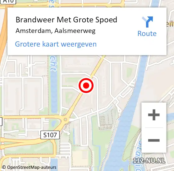 Locatie op kaart van de 112 melding: Brandweer Met Grote Spoed Naar Amsterdam, Aalsmeerweg op 9 september 2018 11:45