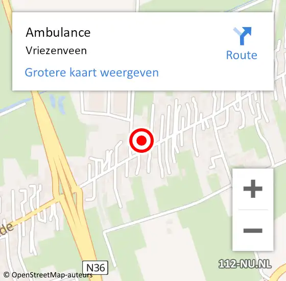 Locatie op kaart van de 112 melding: Ambulance Vriezenveen op 9 september 2018 15:33