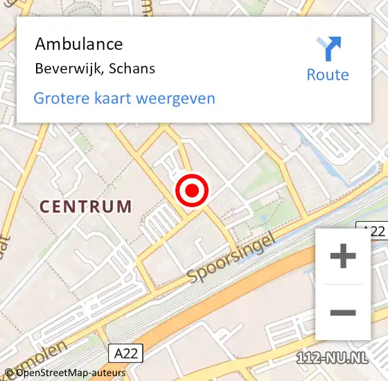 Locatie op kaart van de 112 melding: Ambulance Beverwijk, Schans op 9 september 2018 16:02