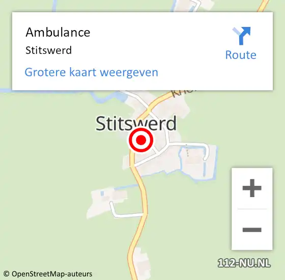 Locatie op kaart van de 112 melding: Ambulance Stitswerd op 9 september 2018 16:34