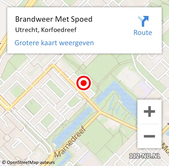 Locatie op kaart van de 112 melding: Brandweer Met Spoed Naar Utrecht, Korfoedreef op 9 september 2018 17:42