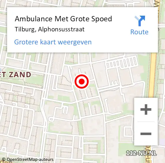 Locatie op kaart van de 112 melding: Ambulance Met Grote Spoed Naar Tilburg, Alphonsusstraat op 9 september 2018 17:54