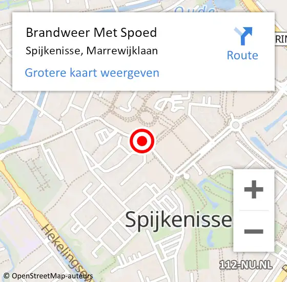 Locatie op kaart van de 112 melding: Brandweer Met Spoed Naar Spijkenisse, Marrewijklaan op 9 september 2018 19:07