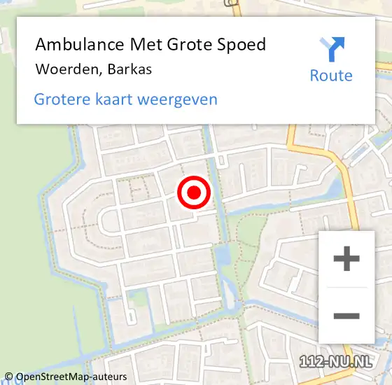 Locatie op kaart van de 112 melding: Ambulance Met Grote Spoed Naar Woerden, Barkas op 9 september 2018 19:14